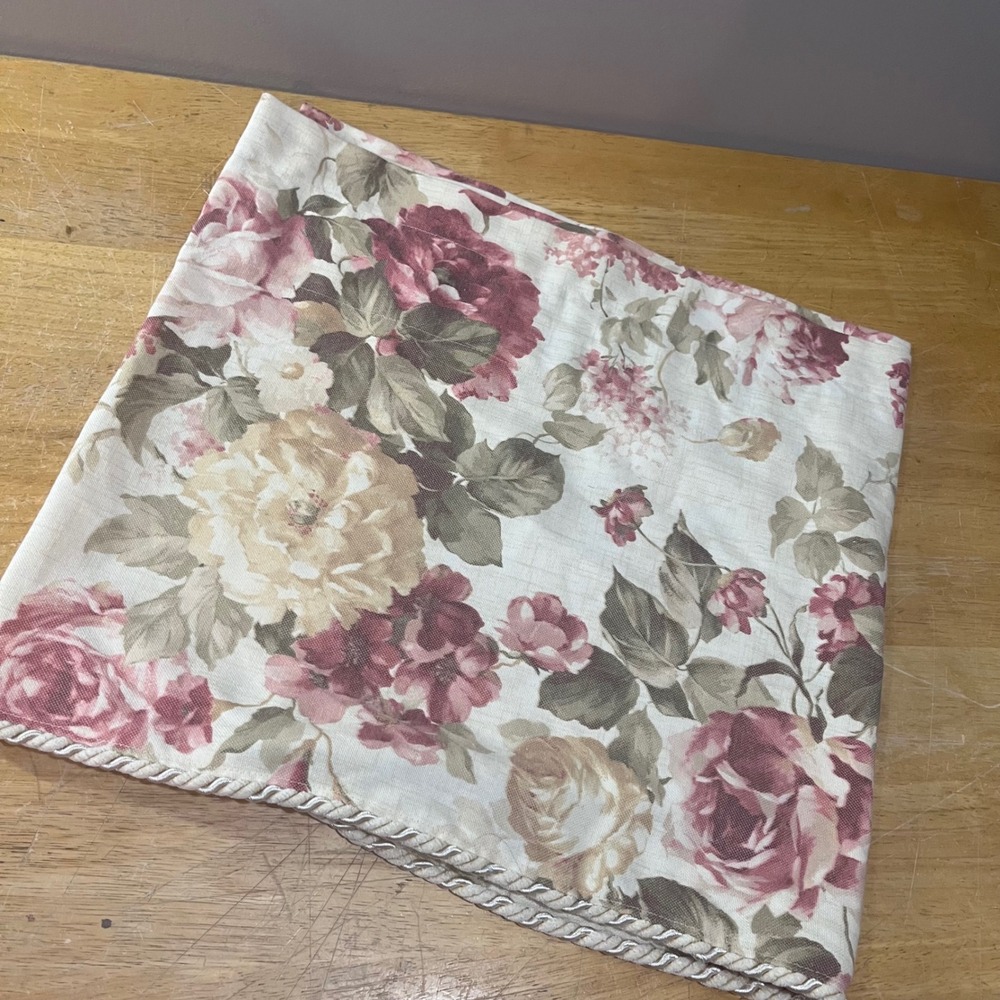 Vtg JCPenney Home Floral Rose Window Valance 80x18 Cottagecore Shabby Chic Trim